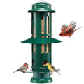 Kingsyard Squirrel Proof Bird Feeders for Outdoors Hanging | 4 Ports with Weight-Activated Perch, Chew-Proof Metal, Removable Easy-to-Clean Base, 3 lb Seed Capacity, Green - color: Dark Green