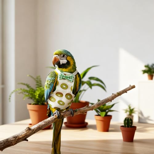 4 Pcs Bird Diaper, Cute Pet Bird Diaper Parrot Nappy | Reusable Flight Suit with Waterproof Inner Birds Diapers for Parakeet Cockatiel Mini Macaw Budgie Canary