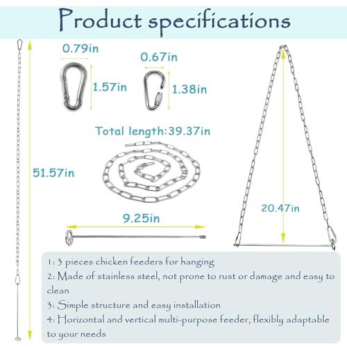 3 Pack Hanging Chicken Feeder with Hooks | Fruit Fork for Chicken Coop Accessories, Chicken Toys & Vegetable Skewers - size: 3 sets hanging chicken feeder
