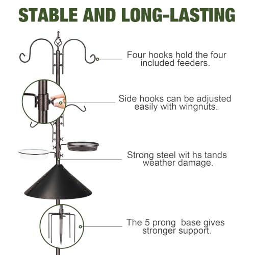 ERYTLLY Bird Feeders Bird Feeding Station Kit Bird Feeding Pole Wild Bird Feeder Hanging Kit with Squirrel Guard Baffle Suet Cage Tube Bird Feeder Planter Hanger Multi Feeder for Attracting Wild Birds - size: 91 Inch with squirrel baffle