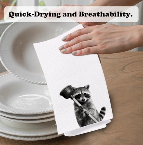 Black and White Raccoon Bathroom Decor,Funny Raccoons Gifts Dish Towels,Trash Panda Hand Towels Drying Cloth for Kids Toddler Bathroom Decor,Raccoon Kitchen Towels, 16x24 Inch - color: Funny-raccoon