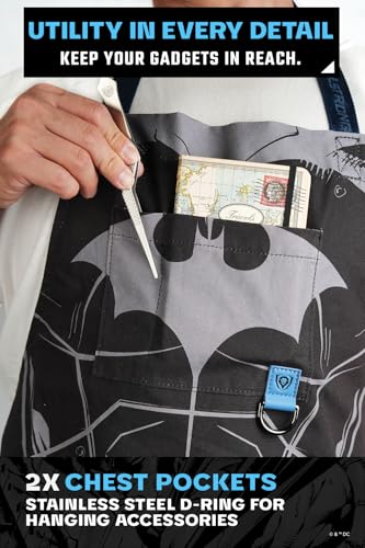 Dalstrong Chef's Apron - Batman™ Edition - Premium 100% Breathable Cotton - 2x Deep Chest Pockets - Neck & Waist Strap - color: Black