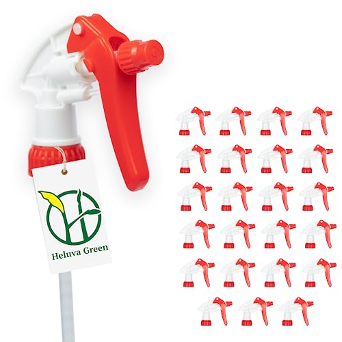 Heluva Green Spray Bottle Nozzle Replacement Tops, Red 24 Pack | Heavy-duty trigger sprayer tops for commercial and home cleaning. Fits 8/16/24/32 oz plastic & glass bottles. - color: Red, size: 24 Pack
