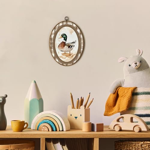 EGVQK Vintage Mallard Duck Nursery Oval Wall Art Decor, Rustic Farmhouse Duck Canvas Prints, Wildlife Cottagecore Animal Oval Canvas Hanging Decor for Nursery Play Room Bedroom, 8.5x11.5in - color: animal_16