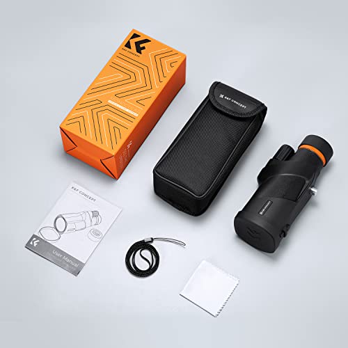 K&F Concept® 12X50 Monocular Telescope with Cleaning Cloth, FMC Lens & BAK4 Prism Telescopes for Adults, Sky Captain HD Monocular for Bird Watching Hunting Hiking Camping Travelling - size: 12*50-Black