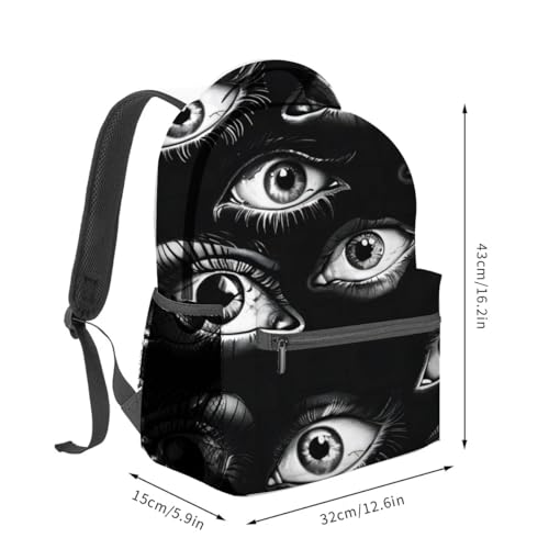 Gothic Eye Backpack,Black & White Polyester Backpacks,Lightweight Double Shoulder Back Pack for Adults,Goth Bookbag,School Bag Gifts,Casual Travel Daypack Book Packs - color: Gothic Eye