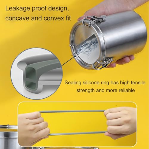 Pongnas Stainless Steel Pet Food Container, Metal Dog Food Container for Dog Food, Cat Food, and Bird Seeds, Compact Kitchen Storage Ideal for Countertop Display(1600ML)