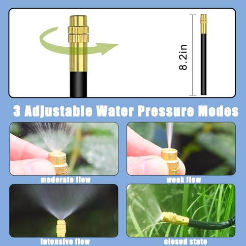 49.21Ft Drip Irrigation Kit System, 360° Bendable Garden Irrigation System | Adjustable Automatic Watering Misting System with 15 Nozzles for Greenhouse, Yard, Lawn, Plant , 5/16" Tubing - size: 49.21Ft