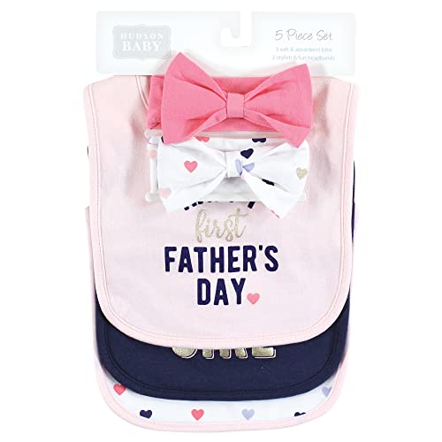Hudson Baby Unisex Baby Cotton Bib and Headband Set - color: Fathers Day, size: One Size