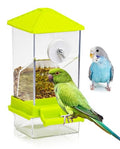 BNOSDM No Mess Automatic Bird Feeder Anti-Splash Bird Feeder Acrylic Transparent Food Container Parrot Cage Accessories for Parakeets Budgies Lovebirds Cockatoos Conures Finches (Green)