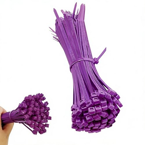 Zip Ties, 100pcs Purple Zip Ties 8 Inch, Plastic Ties Small Zipties Cable Tie Wraps, Multi-Purpose Cable Management Ties, Self-Locking Ziptie for Office and Home(Can bear 30lb) - color: Purple, size: 8" (100 Pack)