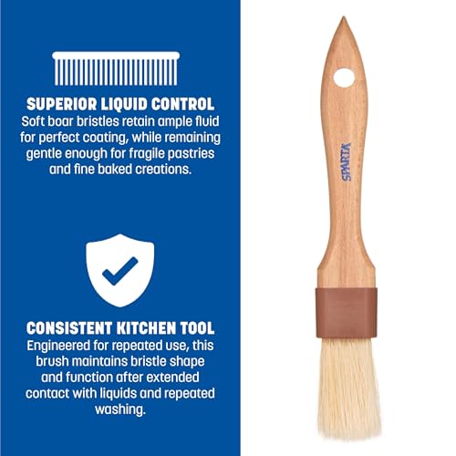 SPARTA Kitchen Basting Brush – 4037200 Basting Brush for Cooking Flat Boar Bristle Brush, Hardwood Handle for Kitchens, Restaurants, Catering, High Heat Food Prep, 1in - size: 8.25" x 1" (Pack of 1)