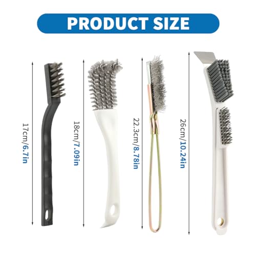 Bird Cage Cleaning Brush Kit, Bird Poop Remover Cleaning Tools Accessories for Small,Medium,Large,Tall, 4-Piece Multi Function Bird Perch Set, Includes Perch Brush, Mesh Brush and 3-in-1 Wire Brush