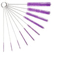10" Extra Long Tube Cleaning Brush Set - 10 Pack - Purple | Flexible nylon straw brushes for bottles, cleaning straws, pipe cleaners, glass, keyboard, detailing and deep cleaning - color: Purple, size: 10pk - 2mm 3mm 4mm 5mm 6mm 8mm 12mm 16mm 20mm 24mm