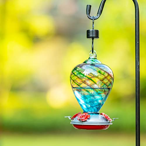 Hummingbird Feeders, 34OZ Hand Blown Glass Hummingbird Feeder for Outdoors Hanging with Ant MoatHooks, Perfect for Gardening Yard Patio Decor Gifts (Multi-Mermaid) | Decorative Self Hanging Nectar Bird Feeder for Hummingbirds, Garden Patio Yard Use - colo