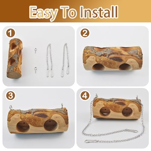 Natural Parakeet Swing Perch,Wood Bird Swing for Parakeets Hanging Birdcage Toy for Standing and Pecking,Sturdy Parrot Relieve Boredom Toys for Cockatiel Conure Canary Lovebird Finch