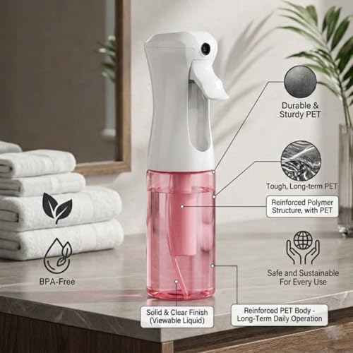 VIGOR PATH Continuous Fine Mist Spray Bottle – 6.7oz/200ml Refillable Water Mister for Hair, Cleaning, Plants & Beauty (Variety Pack) - color: VARIETY PACK OF 4
