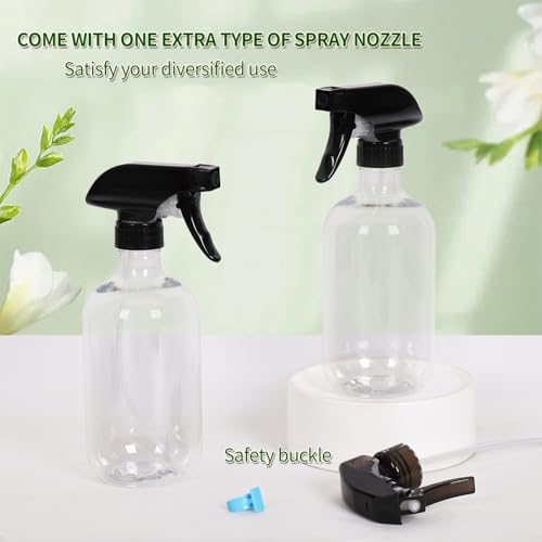 Cleaning Spray Bottles for Plants Misters Inside, 2 Pack 16.9 oz Squirt, Water Spray Bottle Mist Sprayer, No Leak Hair Mister Empty with Adjustable Nozzle (Transparent) - color: Transparent bottle+black nozzle, size: 16.9 oz