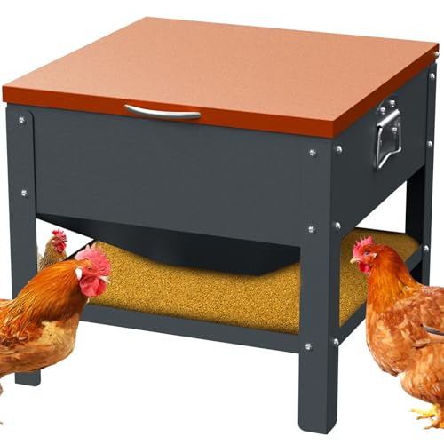 Automatic Chicken and Duck Feeder, 80 LBS Capacity Metal Chicken Feeder, Weatherproof Outdoor Gravity Feeding Barrel, No-Waste Feeder for Backyard Flock (Orange) - color: Orange