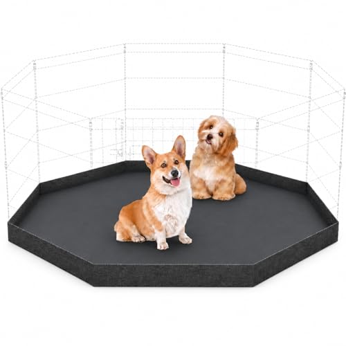 Artmalle Dog Playpen Bottom Pad, 8-Panel 24-Inch Octagonal, Washable | Fits most 8-panel, 24-inch-wide octagonal dog pens; raised edges help contain hair, dirt and light spills. Cover only. - style: Bottom pad cover Black