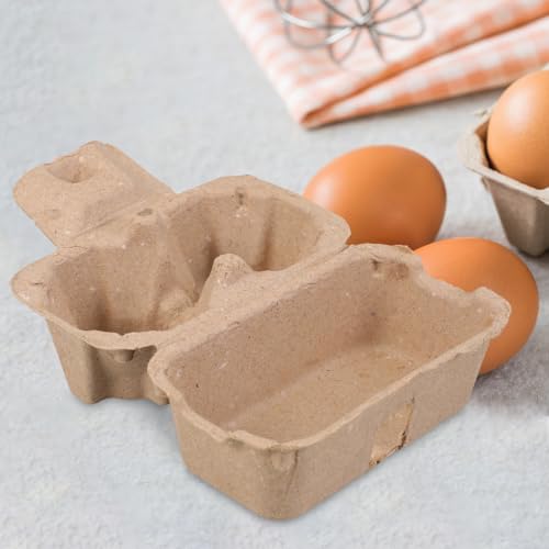 DOITOOL 25 Pack 2 Count Egg Cartons Bulk, Natural Paper Pulp Storage Container for Chicken Duck Eggs Small Cardboard Holder for Farmers Market Display Easter Party
