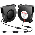 Wathai 2PCS 50mm x 15mm 5V USB Blower Fan 5015 Brushless Cooling Fans | 2 in 1 cosplay helmet cooling fan with Variable Speed Controller for Laptops, Helmets,welding hood ventilation - size: 50mm