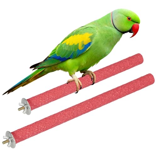 Bird Cage Perch, Colorful Parrot Grinding Claw Sticks, Platform Paw Stand Toy 10/12 Inch, (Wooden, Pink, 2Pcs), Intended for Small Medium Birds/Parrots/Finches/Lovebird - color: Pink, size: 10/12 Inch