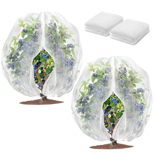 2 Pack Fruit Tree Netting Bags with Zipper and Drawstring, 4 x 5ft Ultra Fine Mesh Garden Netting Plant Cover, Bird Netting for Blueberry Bushes, Fruit Trees, Flowers (White, 4 x 5 ft) - color: White, size: 4 x 5 ft