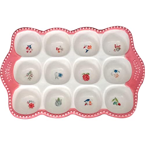 Ceramic 12 Cup Egg Tray Fresh Egg Container Egg Storage Organizer Refrigerator Egg Holder Egg Platter Tray Egg Keeper For Kitchen Decoration