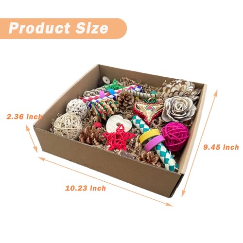 Bird Foraging & Bird Shredding Toys Box,Natural Chewing and Foraging Toys for Cockatiels,Parakeets,Conures,Love Birds & Small to Medium Parrots - size: Large