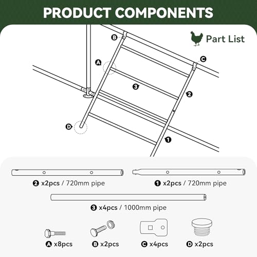 Chicken Coop Roosting Perch,Perfect for Backyard Poultry,Chicken Perch Essentials,Easy to Assemble&Clean,Farm Chicken Toys (56" L x 41.5" W) - size: 56" L*41" W-1pcs