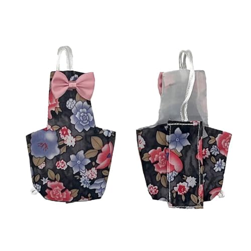 2 PCS Bird Diapers Flight Suite with Waterproof Inner Layer Pink&Balck Urine Wet Suit for Other Small Birds - size: M