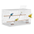 VEVOR 30-inch Flight Bird Cage, Stackable Bird Cage for Small Parrots Canaries Cockatiels Lovebirds Finches Budgies Conures Macaws Pet Travel Birdcage with Handle and Perches - color: White