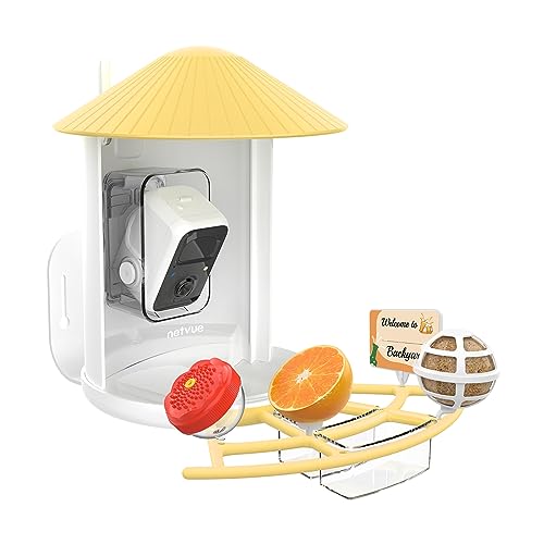 NETVUE by Birdfy Pro Perch - Wider Extension Perch to DIY Add-ons Including Suet Ball, Mini Hummingbird Feeder, Fruit Holder, Jelly Feeder and Welcome Card, Ideal for Bird Lover (Yellow) - color: Yellow