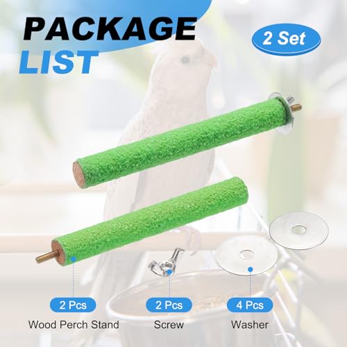 Bird Perch Stand, Colorful Paw Grinding Stick, Wood Rough-surfaced Perch Parrot Stand 15 x 2 Cm, (Green, 2 Pcs), Intended for Home/Animal Parks/Pet Stores - color: Green, size: 15 x 2 cm / 5.91 x 0.71 inch