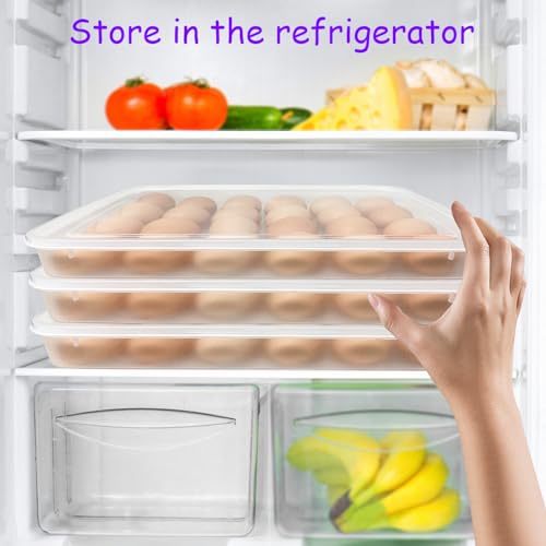 Jgalnim 3Pack Egg Trays,Deviled Egg Containers with Lid,Egg Container Carrier,Refrigerator Portable Egg Trays for 72 Eggs Storge Holder Easter Day Thanksgiving Party Home Kitchen Supplies - style: 72 eggs