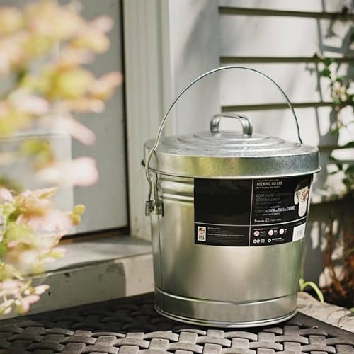 Galvanized Steel Storage Jar with Locking Lid 6 Gallon Airtight Container for Kitchen Pantry