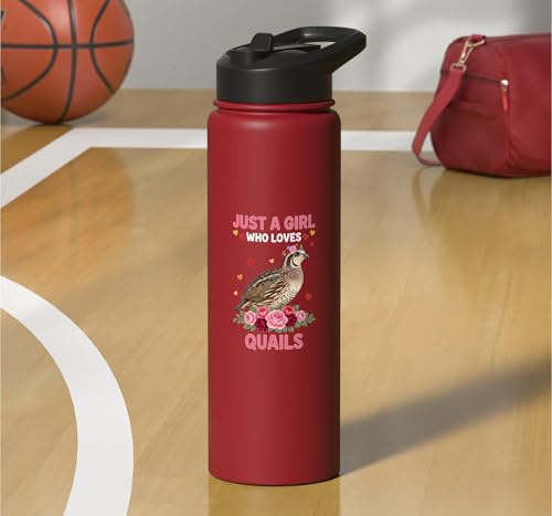 Bird, For The Girl Who Adores Quails Stainless Steel Insulated Water Bottle - color: Red