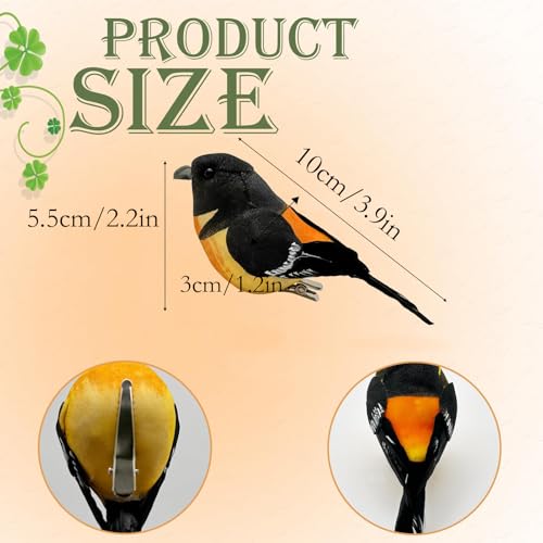 LWINGFLYER Artificial Birds Realistic Baltimore Oriole 2 Pack Clip on Foam Feathered Bird Ornaments Figurines for Christmas Tree Decoration Wreaths Crafts Party Home Decor - color: Baltimore Oriole