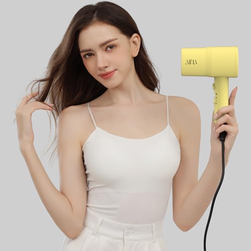 AINA Diffuser Hair Dryer Full-Featured Blow Dryer 110V/1600W(Zest Yellow) | 3 Heat/2 Speed;Cold shut button;Lightweight;Compact Size;High Temp;Low Airflow;Same Results;Less Expense - color: Zest Yellow, size: 3 Piece