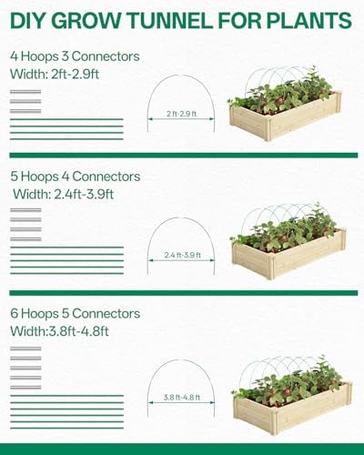 25 PCS Rust-Free Garden Hoops for Raised Beds With Garden Netting Clips | PVC-Coated Greenhouse Hoops, Garden Tunnel Hoops Kit, Plant Support for Row Cover, Netting, Shade Netting, Frost Protection - size: 25PCS