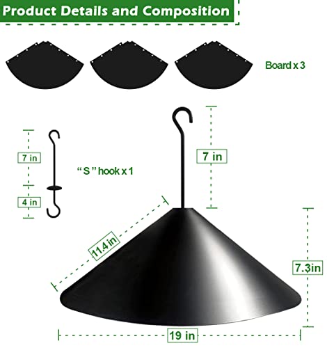 19 in PP Squirrel Baffle for Pole Bird Feeders, Hang Mount, 1pcs | Raccoon and Squirrel Guard Stopper for Shepherd Hooks - style: Hanging Mount 1pcs
