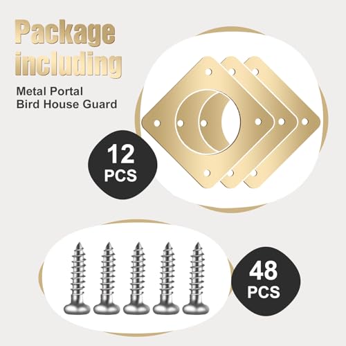 Hotop 12 Pcs 1 1/4 Inch Opening Bluebird Metal House Hole Guard Portal Bird House Protect Bird Room Guard Copper Portal with Opening for Eastern Bluebird Rooms Sparrow Houses(Gold) - color: Gold, size: 1 1/4 Inch, style: Opening