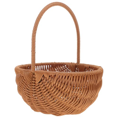 SEWACC Wicker Basket with Handle Weaving Easter Basket Flower Girl Picnic for Home Party Wedding Decor