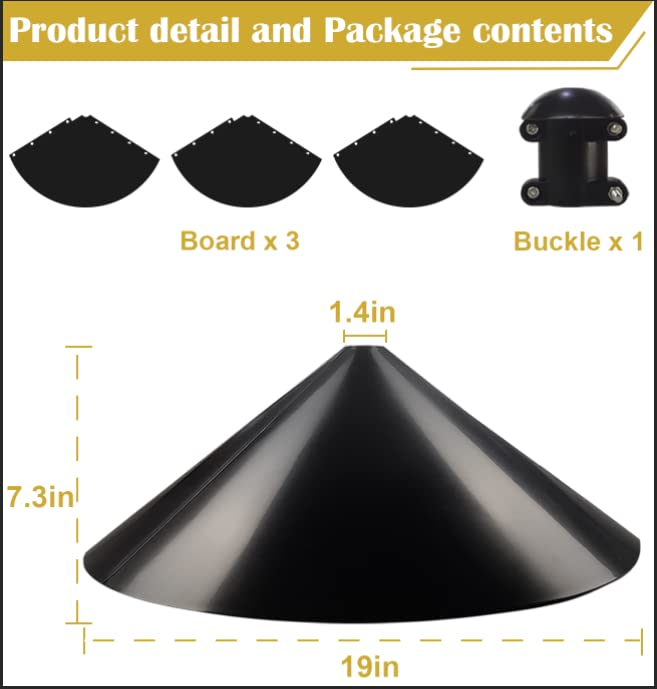 Queension Squirrel Proof Baffle, 19-inch Wide Squirrel Guard Stopper for Outdoor Bird Feeder Poles or Outside Shepherd Hooks, Save Bird Houses from Squirrels, Raccoons, and Rodents, Black, 1 Pack… - style: Pole Mount