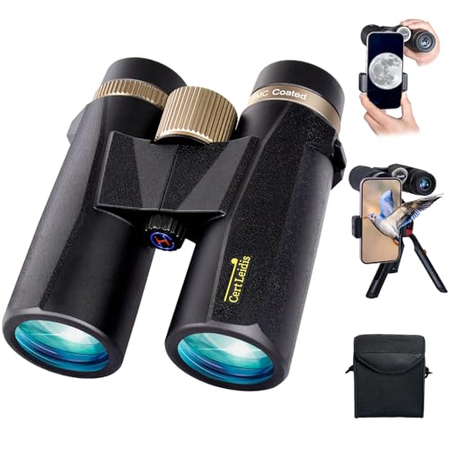 10x42 HD Binoculars for Adults High Powered with Phone Adapter and Tripod, Super Bright BAK4 Prism Waterproof Compact Binoculars for Bird Watching Hunting Stargazing Hiking Cruise Travel - style: 10x42