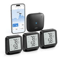 X-Sense WiFi Thermometer Indoor Hygrometer, Digital Temperature Sensor with App Notification Alerts, Temperature Humidity for Room, Data Storage Export at No Charge, 3 Sensors & 1 Base Station, Black | LCD Digital Sensors Track Temp and Humidity with App