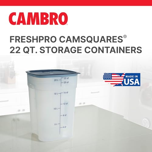 Cambro FreshPro 22 Quart (QT) Food Storage Container with Lid (Restaurant Grade) - for Food Prep, Commercial Kitchen, Pet and Dog Food Container (Translucent) - size: 22 Quart