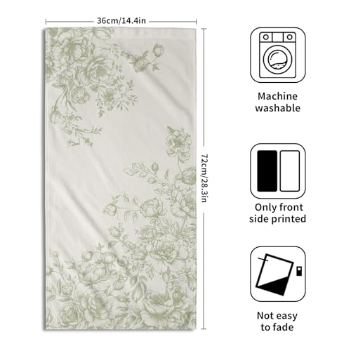 French Country Flowers Hand Towels Set of 2, Green Chinoiserie Vintage Floral Absorbent Dish Towel Tea Towels for Farmhouse Bathroom Kitchen Cleaning and Decor 14x28 Inch - color: Chinoiserie Green Flowers