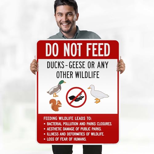 Do Not Feed Ducks Geese Or Any Other Wildlife Sign Sign, 24x30 Inches, 3M EGP Reflective .080 Aluminum, Fade Resistant, Made in USA by My Sign Center - size: 24x30 Reflective Aluminum